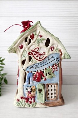 Blue Sky Clayworks  Love Lives Here  Tea Light Candle House NEW Auth Retailer