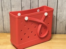 Red Rubber Bag Shopping Large Summer Beach Tote Casual Travel Shoulder 