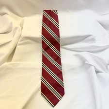 Brooks Brothers Makers Red Navy Blue Yellow Striped Silk Necktie USA Made Mens