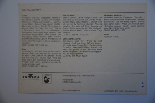 Wolfgang Petry - Autogrammkarte original signiert - BMG Karte - Bild 2 von 2