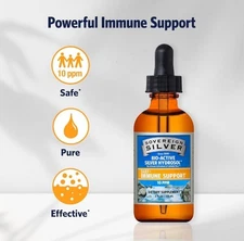 Sovereign Bio Active Silver Immune Support Colloidal Mineral Supplement Liquid