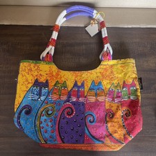 Laurel Burch Colorful Cats Large Tote Bag Canvas Art