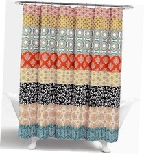Bohemian Stripe Shower Curtain 72" 72"W x 72"L Pack of 1 Turquoise Orange