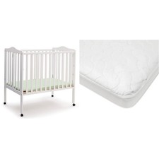 Delta Children Folding Portable Mini Baby Crib w/ Mattress  Waterproof Protecto