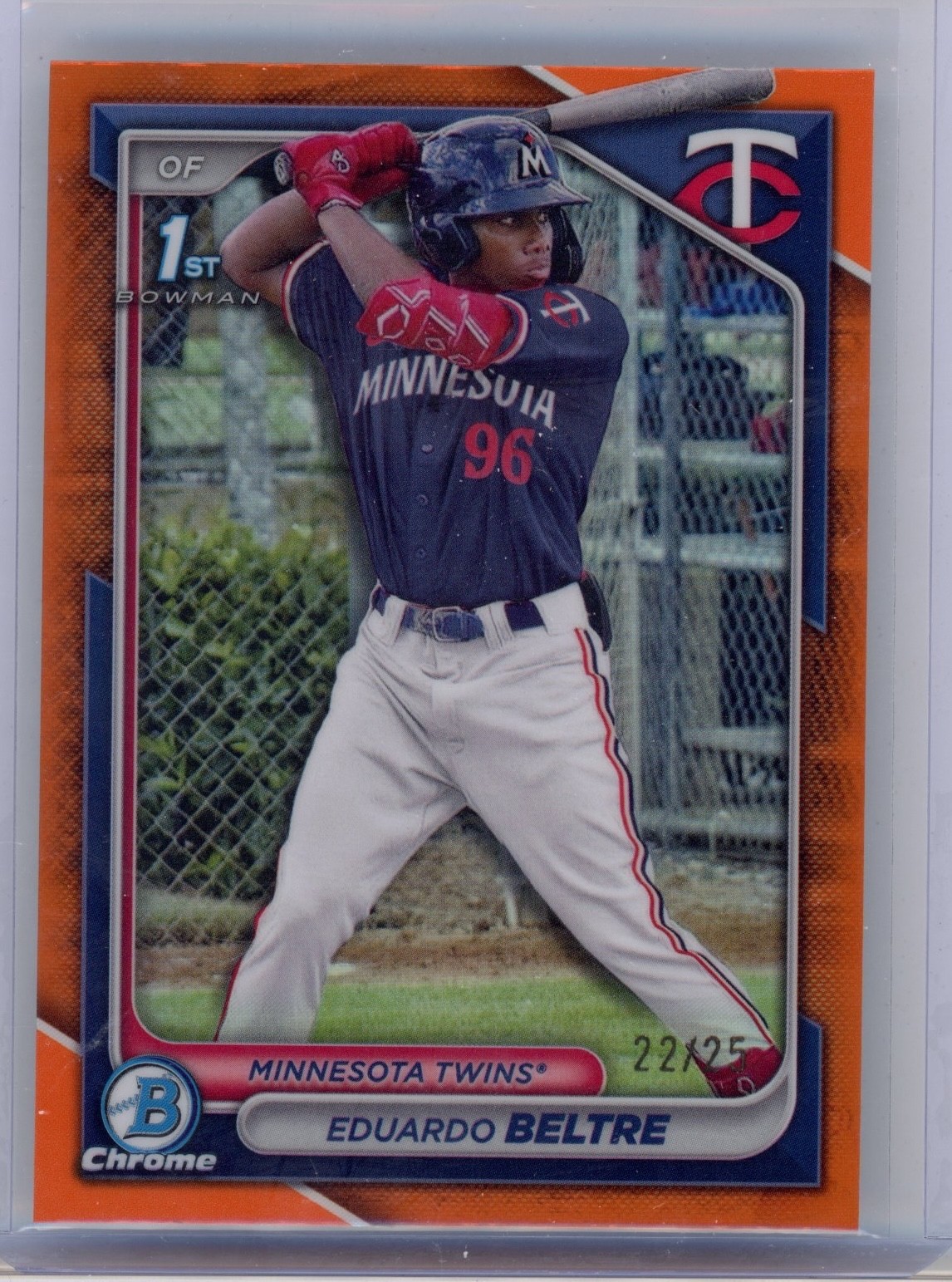 2024 Bowman Chrome Eduardo Beltre Orange Refractor SSP #22/25 BCP-170 TWINS
