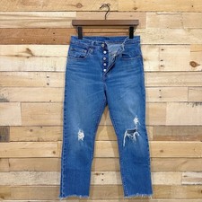 Levi  s 501 Original Button Fly Women  s Straight Ankle Jeans Size 27 Distressed