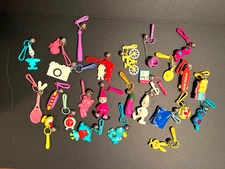 80s Retro Vintage Lot (26) Plastic Clip-On Charms w Bells Google Eyes Plus L@@K