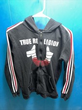 True Religion Boys Black Zip Hoodie Size L