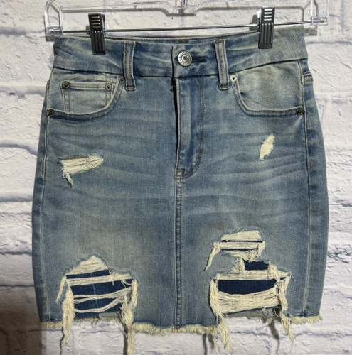 American Eagle Next Level Stretch Curvy Hi-Rise Denim Skirt, Size 00
