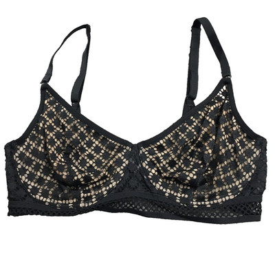 Adore Me Womens Push-Up Bra Size 32DDD Black Eyelet Adjustable Strap NWOT