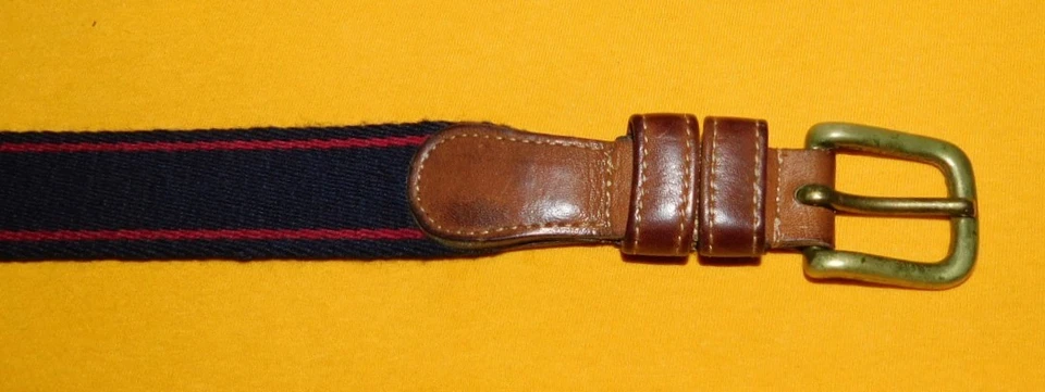 CINTURÓN HOMBRE COACH LONA RAYAS AZUL/ROJO CON LENGÜETAS CUERO TALLA 36/90cm.. Foto 2 de 4