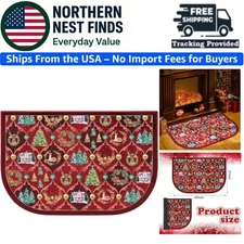27 x 48 Inch Christmas Trellis Fireproof Rug for Kitchen & Fireplace Safety