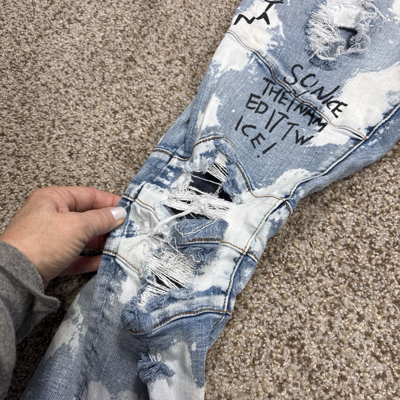 Crysp Distressed Skinny Jeans Men’s 32 X 30.5 Blue Stretch Denim Distressed - View 7