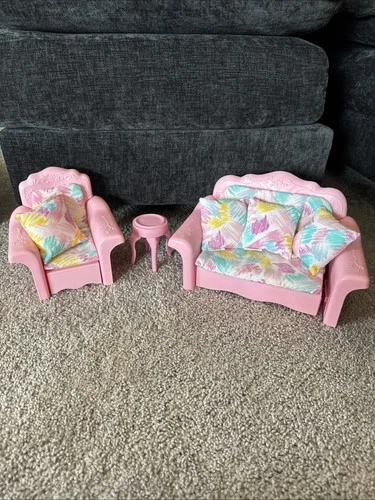 Vintage 1980 Barbie Sweet Roses Lounge Couch And Chair Set