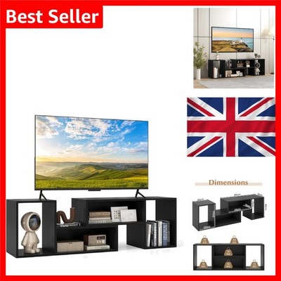 Modularer TV Ständer für 60 Zoll Fernseher Schwarz Moderne Holz Medienkonsole mit Adjus...