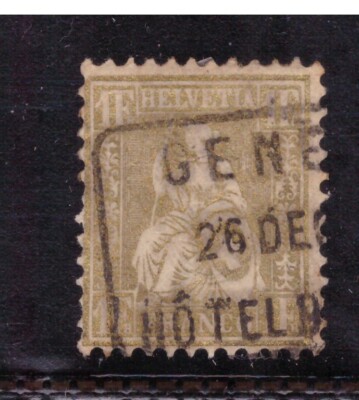Swiss stamps Switzerland 1862 Helvetia Sitting 1 fr. UNI41 °