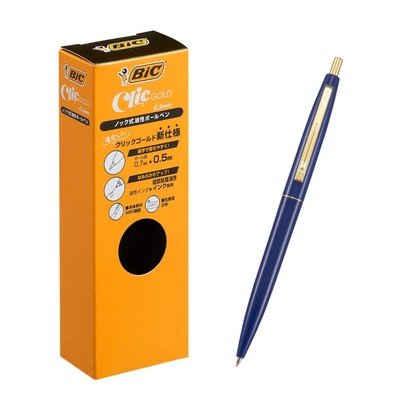 Bic japan Ballpoint Pen Click Gold 0.5 Oil-based Black Royal Blue Shaft 12 Piece