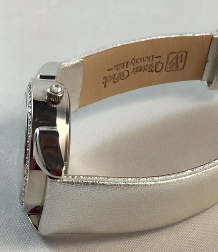 VICTORIA WIECK FLORAL Crystal Dial Metallic Silvertone Leather Strap Watch - Picture 5 of 10