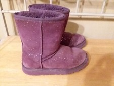 Girls Purple Sparkley UGG SlipOn Warm Winter Boots