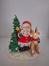 Santa and Rudolph Christmas Stocking Hanger Holder "Celebrate The Season" Sears