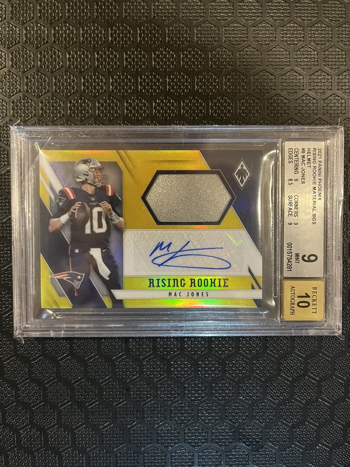 Mac Jones Panini Phoenix Rising Rookie Material Signatures #MJO Helmet