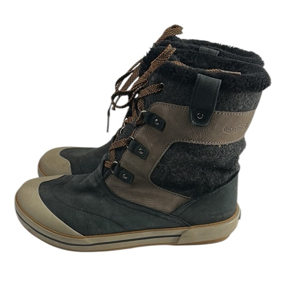 Stivali invernali Keen neri e marroni stringati Elsa invernali impermeabili taglia US 9 5