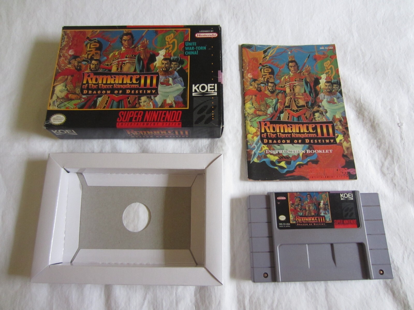 Romance of the Three Kingdoms III: Dragon of Destiny Super Nintendo Complete CIB