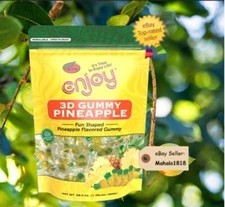 🍍~1.76Lb Gummy PINEAPPLE Flavor 100CT 3D Shaped Soft Candy Gummies Enjoy Hawaii