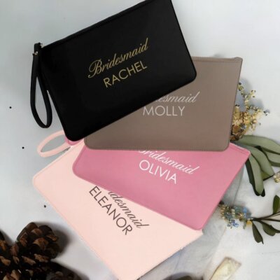 Personalised Clutch Bag Name Customised Gift for Her Monogram Bridesmaid  UK