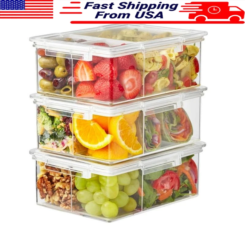 Airtight Bento Box Set Of 3 Food Storage Containers Microwave Dishwasher Safe US