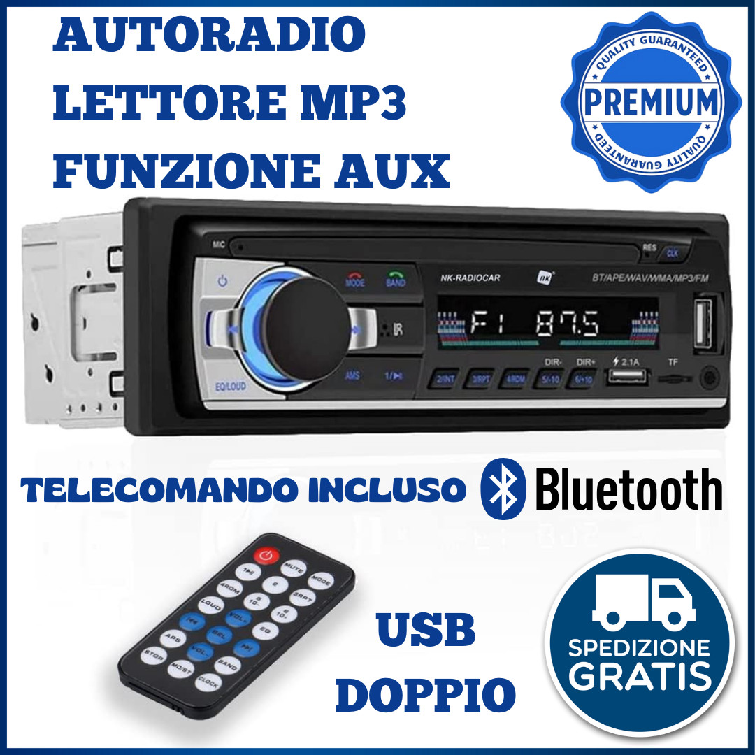 Radio Auto Stereo Bluetooth MP3 Display LCD - Audio Premium 1 DIN