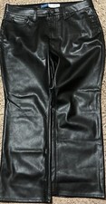 WOMENS/LADIES OLD NAVY HIGH RISE BOOT CUT FAUX LEATHER PANTS-SIZE 12 PETITE-BLAC