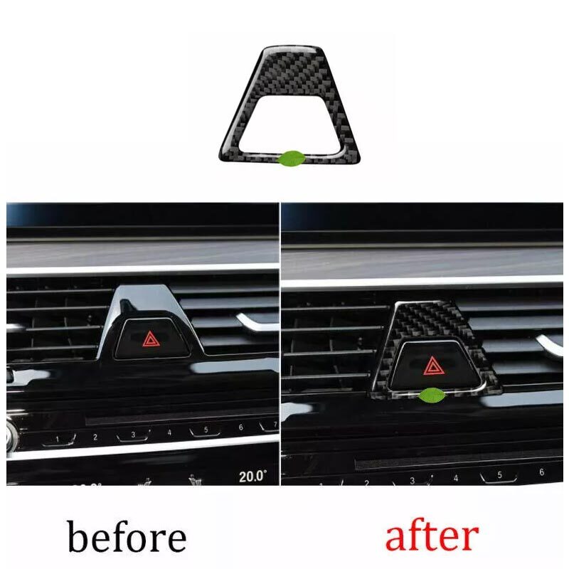 Real Carbon Fiber Car Mergency Light Button For BMW 5 Series Cover Trim 2018-22