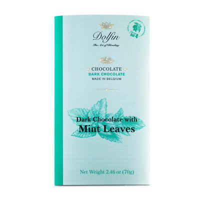 Dolfin 60% Dark Chocolate Bar with Mint Leaves imported from Belgium
