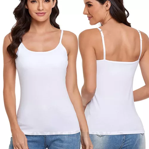 Damen Unterhemd BH-Hemd Basic Eingebauter BH Bügelloser Gepolstert Tank Tops DE - Bild 14 von 19
