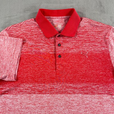 Puma Novelty Polo Shirt Men XL Red Stripe Performance UPF 40 Golf SS NWOT
