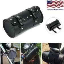 Motorcycle Front Fork Tool Bag Pouch Storage Luggage SaddleBag Leather Handlebar