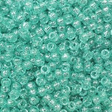 Pony Beads Seafoan Blue Green Glitter Sparkle Large Hole Beads Made in USA