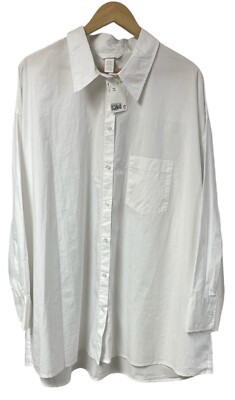 H&M XXL White Button Down Long Sleeve Shirt 2XL Wardrobe Staple Layers Classic