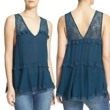 Free People Sleeveless Swing Trapeze Top Relaxed in Sapphire Blue sz S New