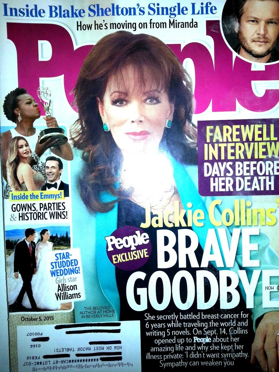 PEOPLE MAGAZINE October 5, 2015 JACKIE COLLINS FAREWELL INTERVIEW