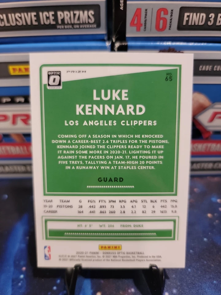 Luke Kennard 2020-21 Panini Donruss Optic Pink Hyper #65 Los Angeles Clippers - Image 2 of 2