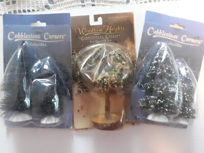 5 Cobblestone Corners Trees - Village Christmas Accessories In Packaging 