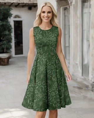 Bon Apple Tea Women's Sleeveless A Line Pleated Midi Dress