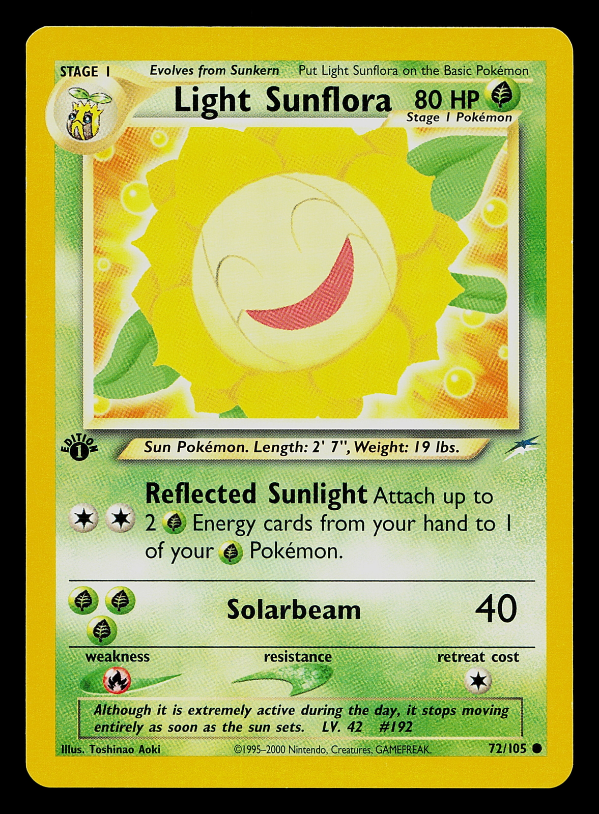 Pokemon Card - Light Sunflora Neo Destiny 1st Edition 72/105 Common