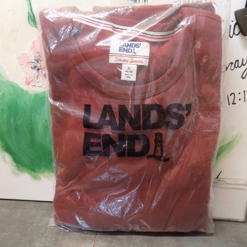 Lands End Serious Sweat Rust Red Sweat Shirt Long Sleeve XL 46-48 NEW - Picture 2 of 7