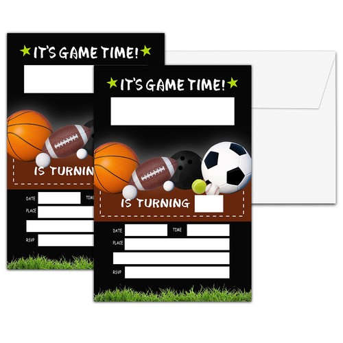 Birthday Party Invitations, Sports Birthday Invitations for Boys, Ball Themed...