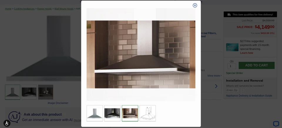 Coifa de parede aço inoxidável AGA 44" - RRP $4.559 - 600CFM - Garantia de 2 anos - Imagem 4 de 4