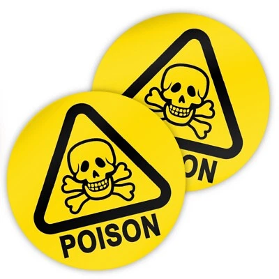 STONE MELON Poison Labels Stickers YELLOW Skull Bones 144 Lab Laboratory Warning COSSH