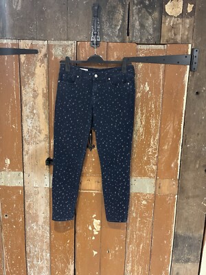 Gap Denim Legging Jeans dunkelblau Baumwollmischung Tupfen Print Stretch W30 L32